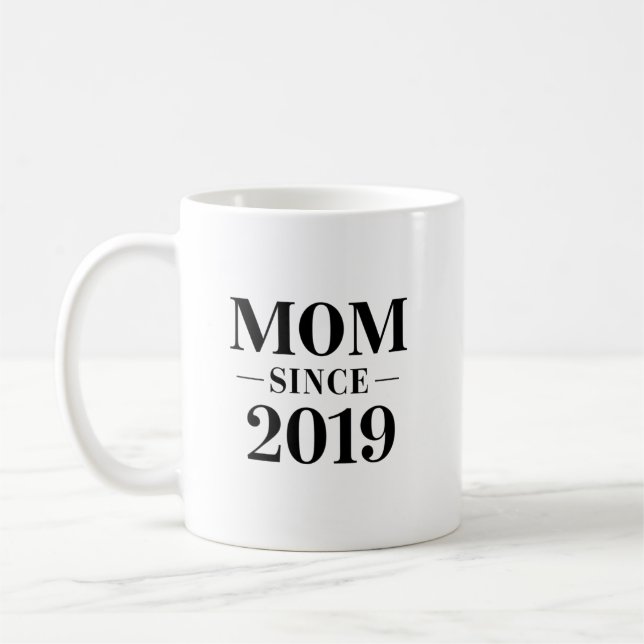 Mum Since 2019 Minimalist Gift Design Coffee Mug (Left)