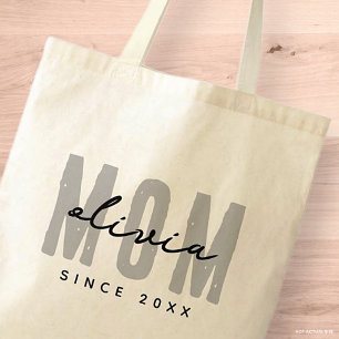 Mum Since 20XX Modern Simple Preppy Tote Bag