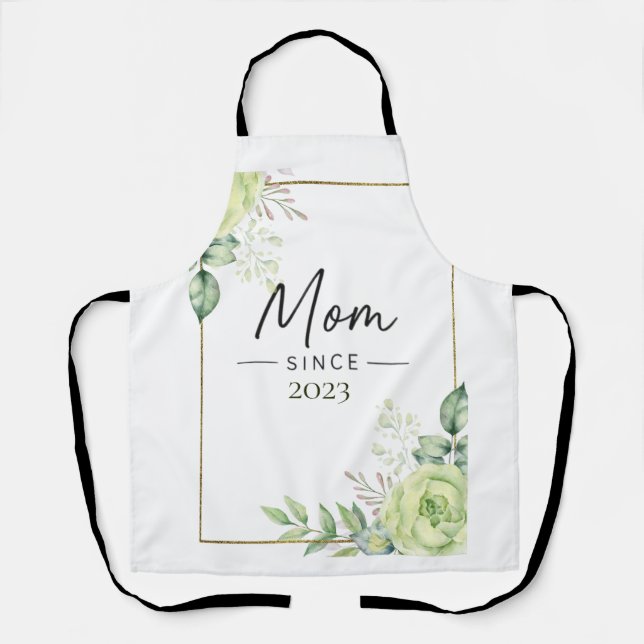 Mum Since Personalised Year Floral Handwritten  Apron (Front)