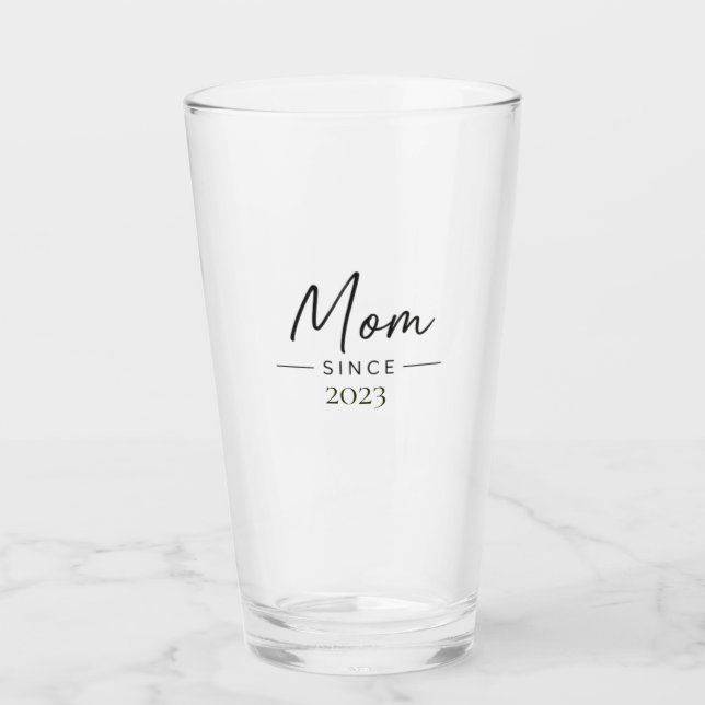 Mum Since Personalised Year Handwritten Minimal Glass (Front)