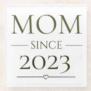 Mum Since Personalised Year Minimal Motherhood Glass Coaster