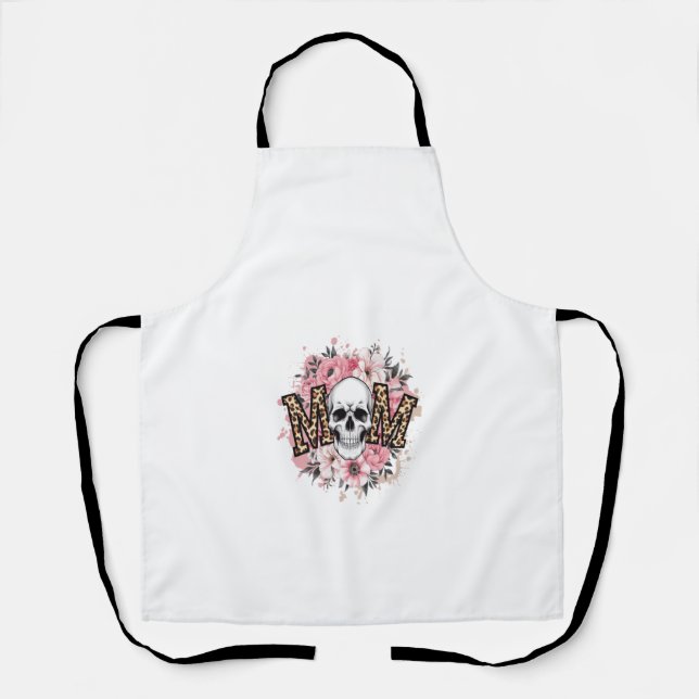 Mum Skull Mama Leopard Skull Apron (Front)
