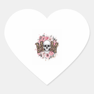 Mum Skull Mama Leopard Skull Heart Sticker