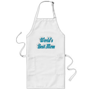 Mum sky blue text long apron