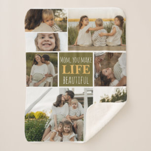 Mum Soft Cosy Photo Family Sherpa Blanket