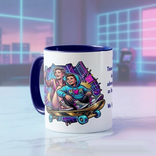 Mum & Son: Neon Drive Personalised Mug (Creator Uploaded)