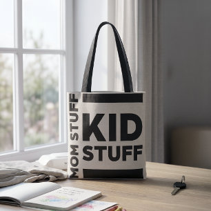 "Mum Stuff Kid Stuff" Funny Minimalist Tote Bag