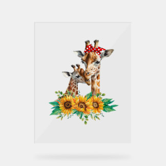 Mum Sunflower Safari Africa Animals Kids Cute Baby Acrylic Sign