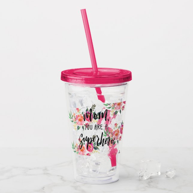 Mum superhero mothers day acrylic tumbler (Front Ice)