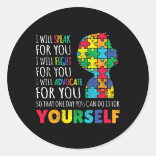 Mum Support Autism Awareness Autistic Boy Son Puzz Classic Round Sticker