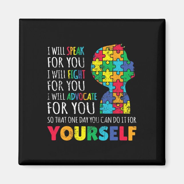 Mum Support Autism Awareness Autistic Boy Son Puzz Magnet (Front)