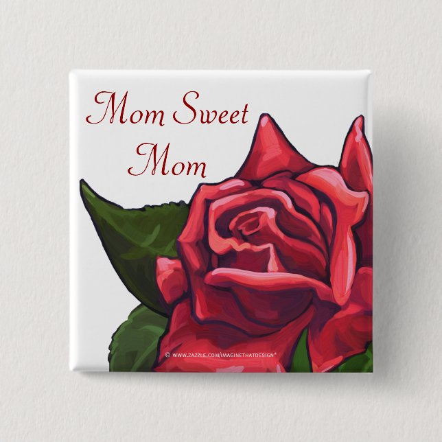 Mum Sweet Mum Red Rose 15 Cm Square Badge (Front)