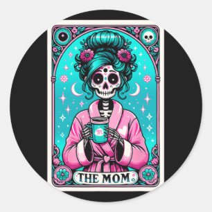 Mum Tarot Card Skeleton Mothers Day Witch Mum Skul Classic Round Sticker