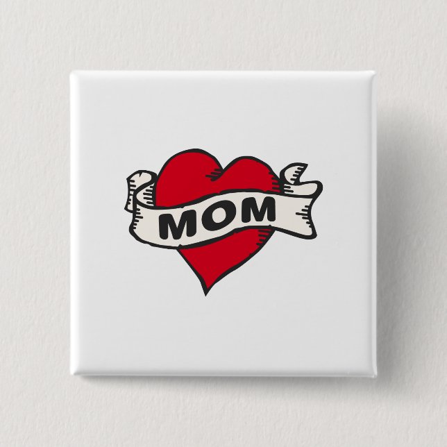 Mum Tattoo 15 Cm Square Badge (Front)