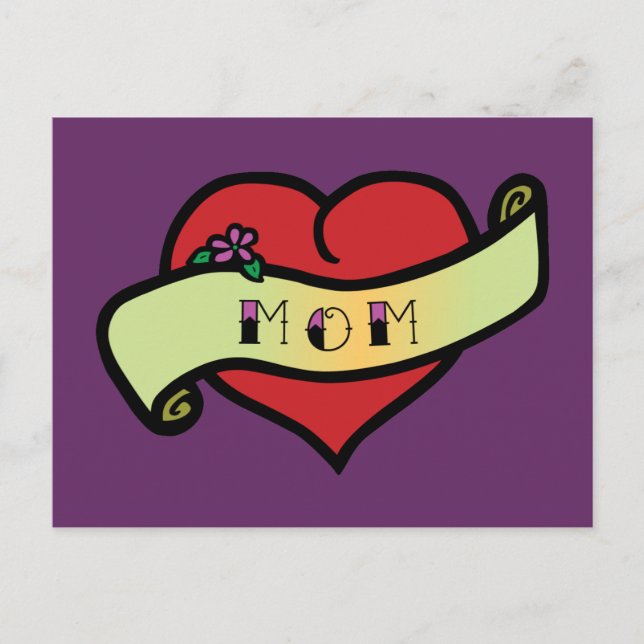 Mum Tattoo Heart Postcard (Front)