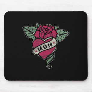 Mum Tattoo Heart Red Rose Motorcycle Mouse Pad