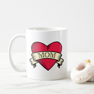 Mum Tattoo Style Heart Coffee Mug