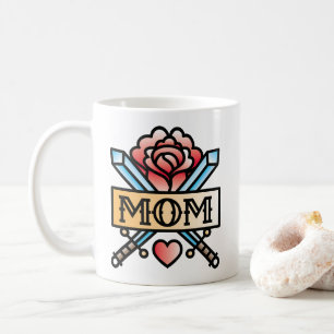 Mum Tattoo Style Rose Coffee Mug