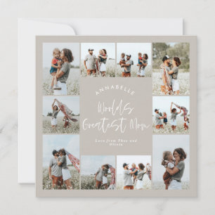 Mum taupe elegant modern minimal photo collage invitation