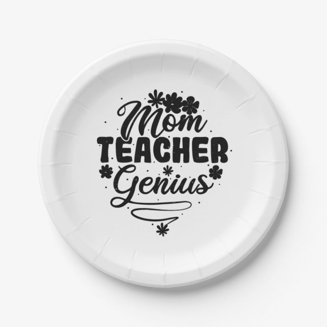 Mum Teacher Genius Paper Plate (Front)