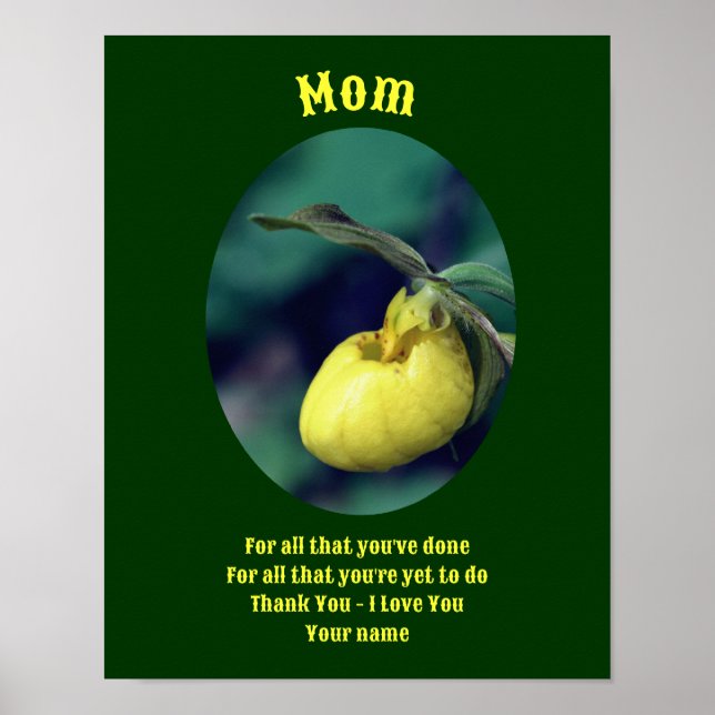 Mum Thank You Love Lady Slipper Personalised Poster (Front)