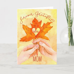 Mum Thanksgiving Forever Grateful Maple Holiday Card