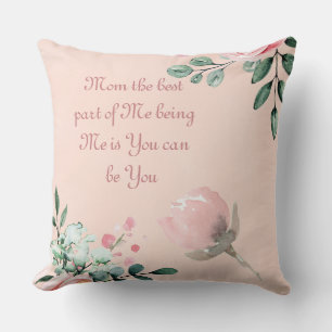 Mum the Best Part Peach Floral Pillow