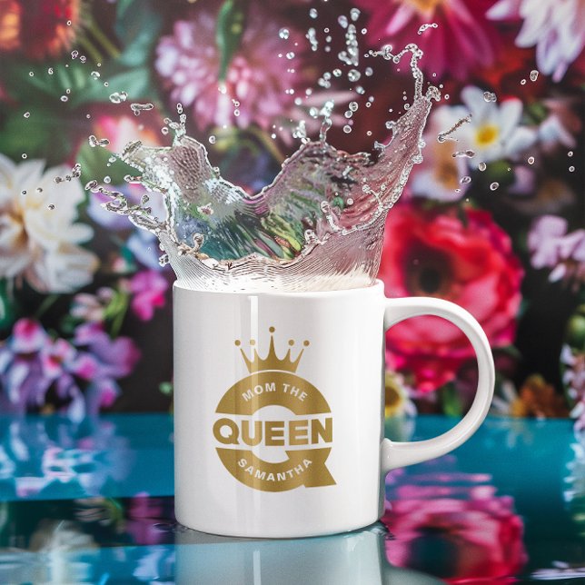 Mum The Queen Gold Creative Typography Coffee Mug (Creator Uploaded)