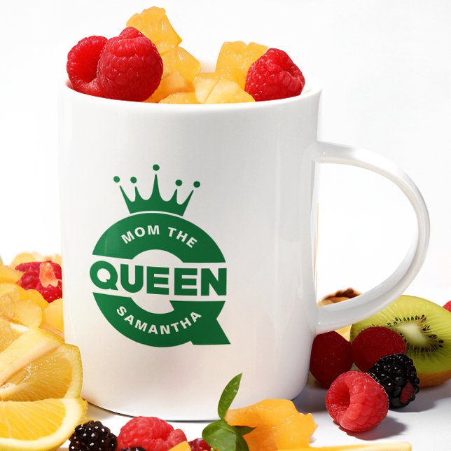 Mum The Queen Green Creative Typography Coffee Mug (Creator Uploaded)