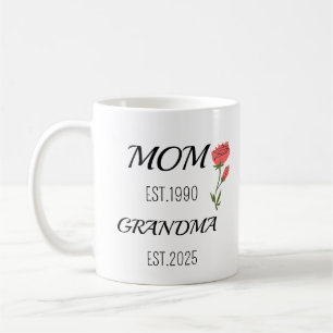 Mum Then Grandma Typography Family Design Coffee Mug