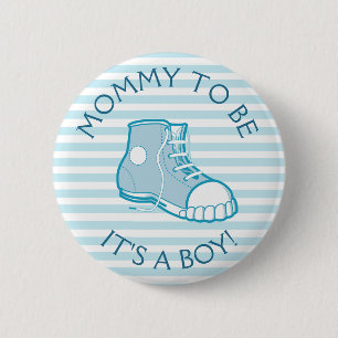 Mum to Be Baby Shower Button with Cute Boy's Shoe