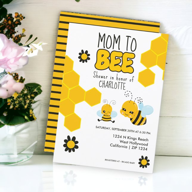Mum to be Bee themed baby shower Invitation (Mom to be Bee themed baby shower Invitation from Ricaso)