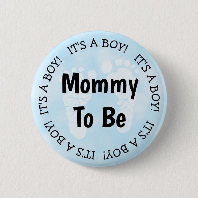 Mum to be Blue Baby Shower Button (Front)