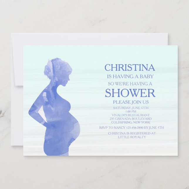 Mum To Be Blue Baby Shower Invitation (Front)