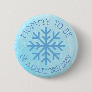 Mum to be Blue Winter December Baby Button