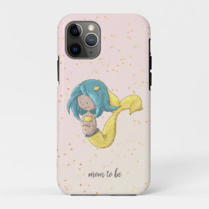 Mum to Be Blue Yellow Tail Pregnant Mermaid  Case-Mate iPhone Case