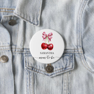 Mum to Be Cherry Pink Coquette Baby Shower Button
