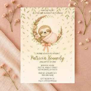 Mum-to-be Cosy Sloth Woodland Baby Shower Invitation