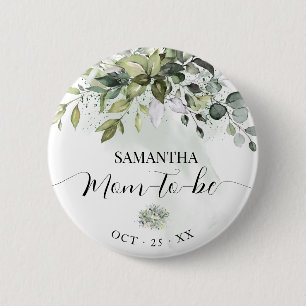 Mum to Be Eucalyptus Greenery Baby Shower 6 Cm Round Badge