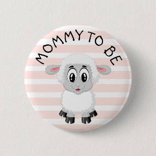 Mum to be Lamb Pink Girl's  Baby Shower button