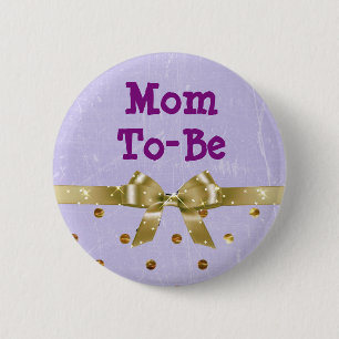 Mum-To-Be Lavender and Gold Baby Shower Button