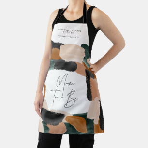 Mum to be modern terracotta green black painted apron