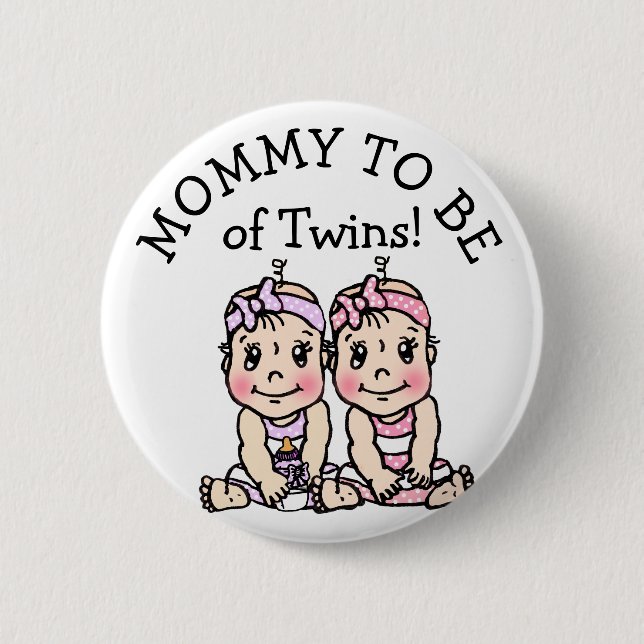 Mum to be of Twins, Baby Shower Button (Front)