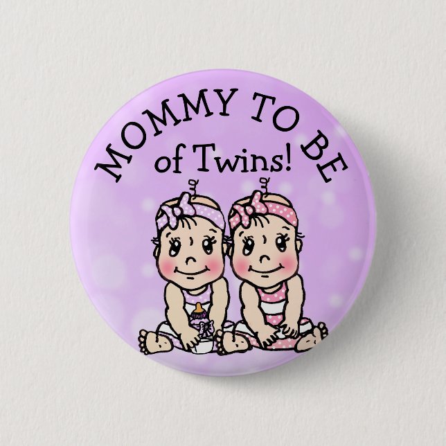 Mum to be of Twins, Baby Shower Button (Front)
