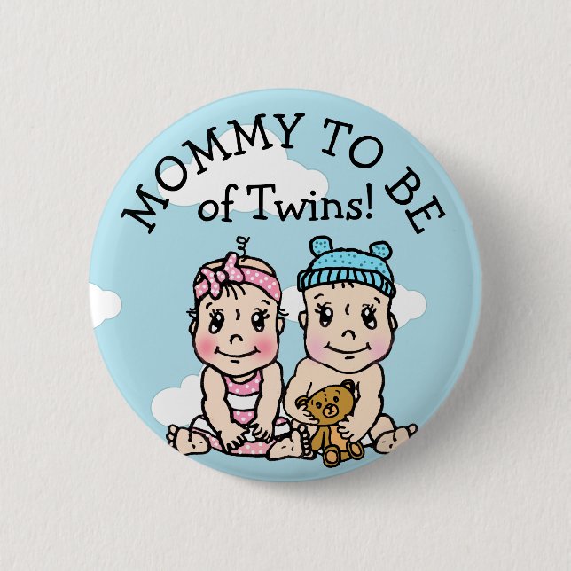 Mum to be of Twins, Baby Shower Button (Front)