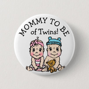 Mum to be of Twins, Baby Shower Button