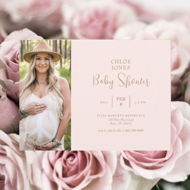 Mum-to-be Photo Pink Simple Baby Shower Invitation (Creator Uploaded)