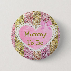 Mum to be pink and gold baby shower button