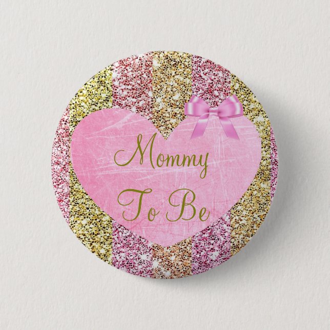 Mum to be pink and gold  baby shower button (Front)