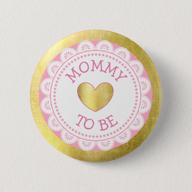 Mum to Be Pink & Gold Baby Shower Button (Front)